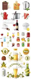 Food Cooking Icons Vector