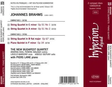 New Budapest String Quartet, Piers Lane - Brahms: The Three String Quartets & Piano Quintet (1997)
