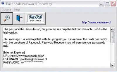 XaviWare Facebook Password Recovery v1.0.3 