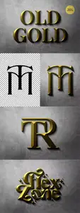 Golden Concrete Text & Logo PSD Mockup Template