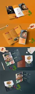 Bifold and Trifold Restaurant Menu Vector Template Set
