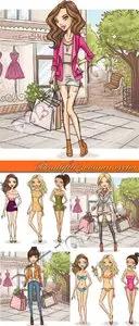 Beautiful woman vector set