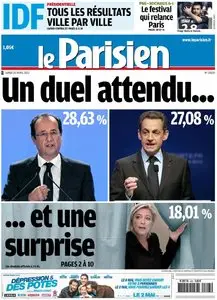 Le Parisien + Cahier Paris du Lundi 23 Avril 2012