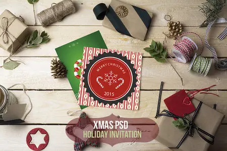 CreativeMarket - Xmas-Holiday invitation PSD mockup