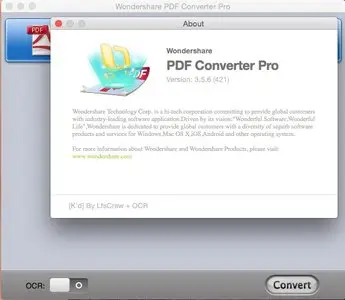 Wondershare PDF Converter Pro 3.5.6 + OCR Multilangual Mac OS X