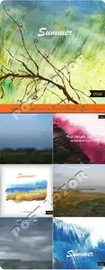 Summer nature watercolors and blurred background vector