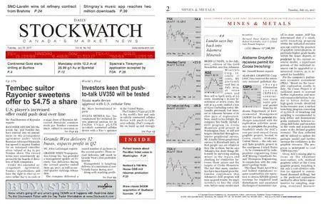 Stockwatch - Canada Daily – July 25, 2017