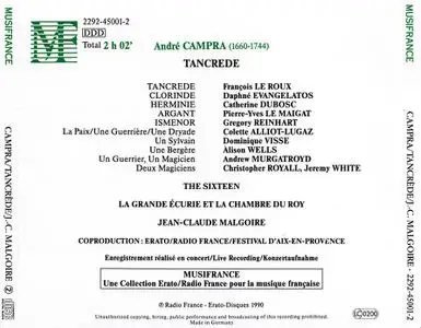 Jean-Claude Malgoire, La Grande Écurie et La Chambre du Roy - André Campra: Tancrède (1990)