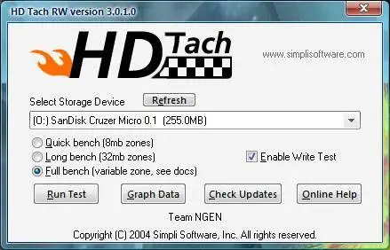 HDTach RW Vista Readyboost benchmark 3.0.1.0