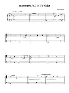 Impromptu No. 3 in G Flat Major, Op.90 (excerpt) - Franz Schubert (Piano-Vocal-Guitar (Piano Accompaniment))