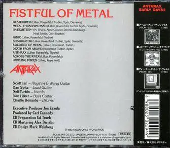 Anthrax - Fistful Of Metal (1983) [1992, Polystar PSCW-5110, Japan]