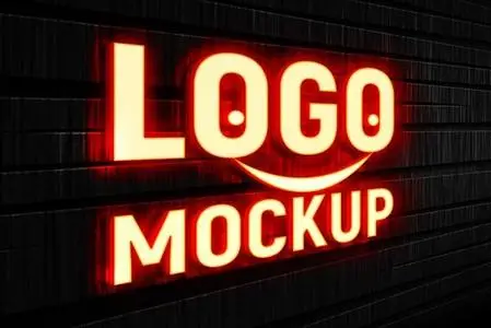 3D Light Effect Logo PSD Mockup Template