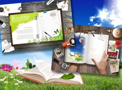 PSD Template - Books and objects on the table