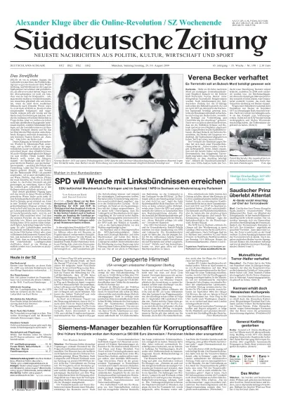Sueddeutsche Zeitung vom 29.08.2009