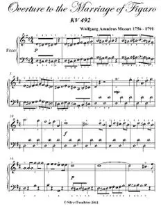 «Overture to the Marriage of Figaro Easy Piano Sheet Music» by Wolfgang Amadeus Mozart