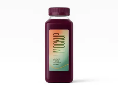 Purple Juice Bottle Mockup - Dark Fruit Drink Packaging Template 1707762647
