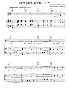 How Little We Know - Carolyn Leigh, Elmer Bernstein (Piano-Vocal-Guitar)