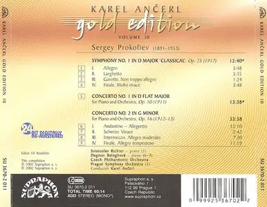 Karel Ancerl - Gold Edition: Volume X : Sergei Prokofiev - Piano Concertos Nos. 1&2, Classical Symphony