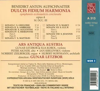 Aufschnaiter - Ars Antiqua Austria / Letzbor - Dulcis Fidium Harmonia Op. IV (2003, 2009) {Repost}