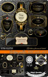 Vintage golden labels vector set 17