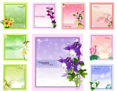 Cards with Flowers Vector