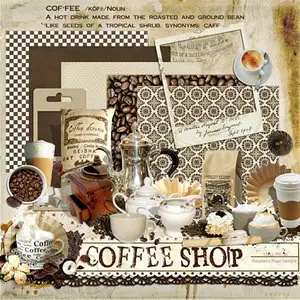 Mini Scrap Kit:  Coffee Shop & Quick Page: Coffee Cup