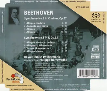Beethoven - Royal Flemish Philharmonic, Herreweghe - Symphonies 5 & 8 [Hybrid SACD: PS3 SACD Rip & EAC CD Rip]