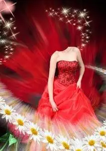 Lady in red - Template for Photoshop