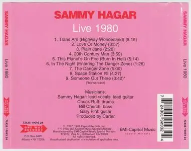 Sammy Hagar - Live 1980 (1983) Repost