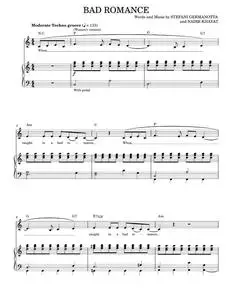 Bad Romance - Glee TV Series, Glee Cast, Lady Gaga (Piano Vocal)