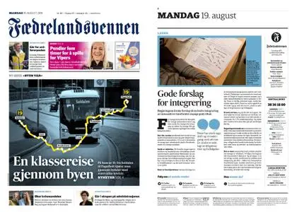 Fædrelandsvennen – 19. august 2019