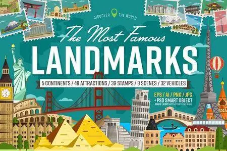 CreativeMarket - Most famous landmarks of the world