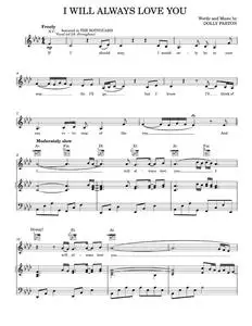 I Will Always Love You - Dolly Parton, Glee Cast, Whitney Houston (Piano-Vocal-Guitar)