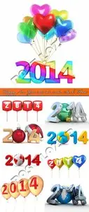 Happy New Year 2014 3d render Stock Photo 