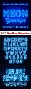 Vectors - Blue Neon Alphabets 40