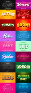 Set 3d editable text style effect vector vol 84