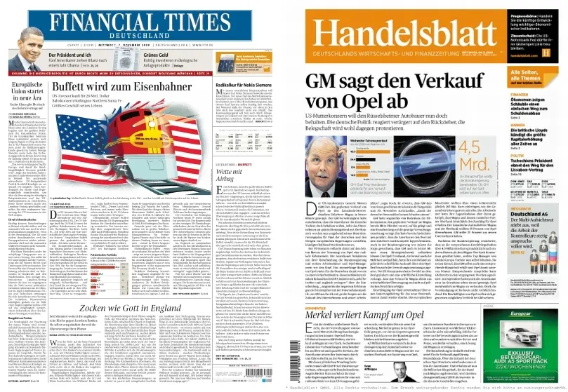 FinancialTimes Deutschland  & Handelsblatt vom 04.11.2009