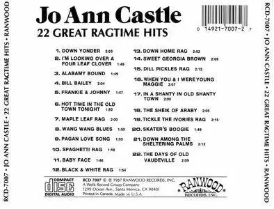 Jo Ann Castle - 22 Great Ragtime Hits (Volume 1 & 2) (1977/1978) {1987 Ranwood} **[RE-UP]**