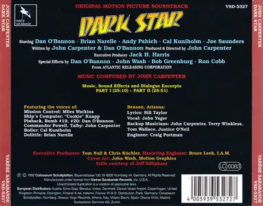 John Carpenter - Dark Star: Original Motion Picture Soundtrack (1974) CD Reissue 1992