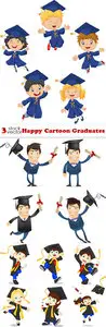 Vectors - Happy Cartoon Graduates