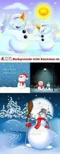 Vectors - Backgrounds with Snowman 26