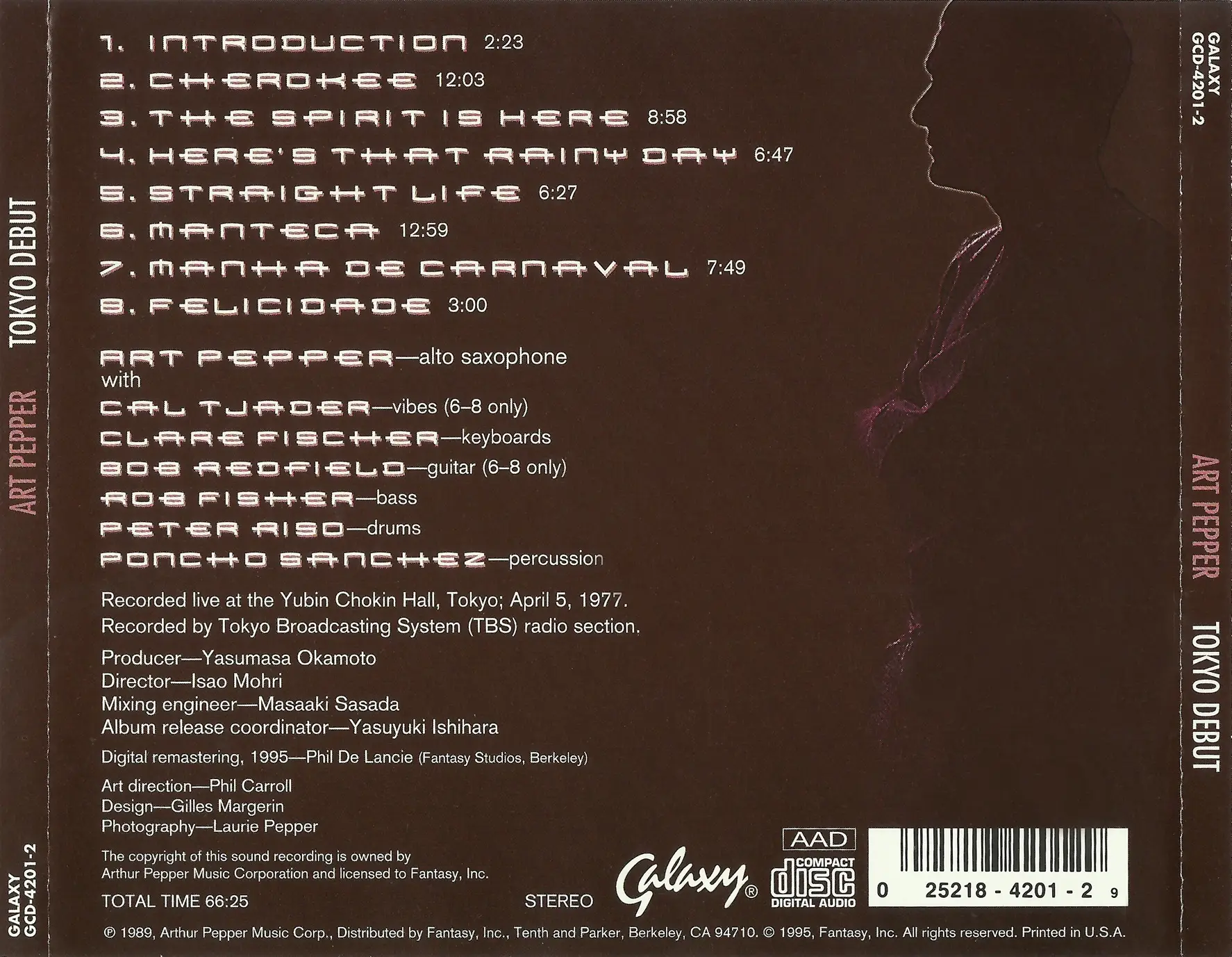 Art Pepper Tokyo Debut (1977) {Galaxy Records GCD42012 rel 1995