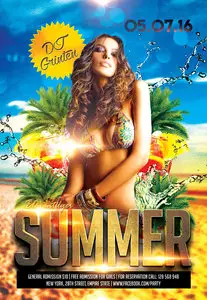 Flyer PSD Template - Summer Party 5 plus Facebook Cover