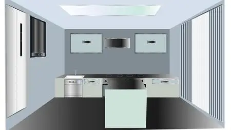 Kitchen interior design in illustrator and Photoshop
