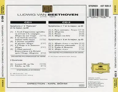 Beethoven - Symphonies Nos. 6, 7 & 8, Overtures (1993) {Karl Böhm, VPO} {2CD Deutsche Grammophon 437 928-2 rec 1969-72}