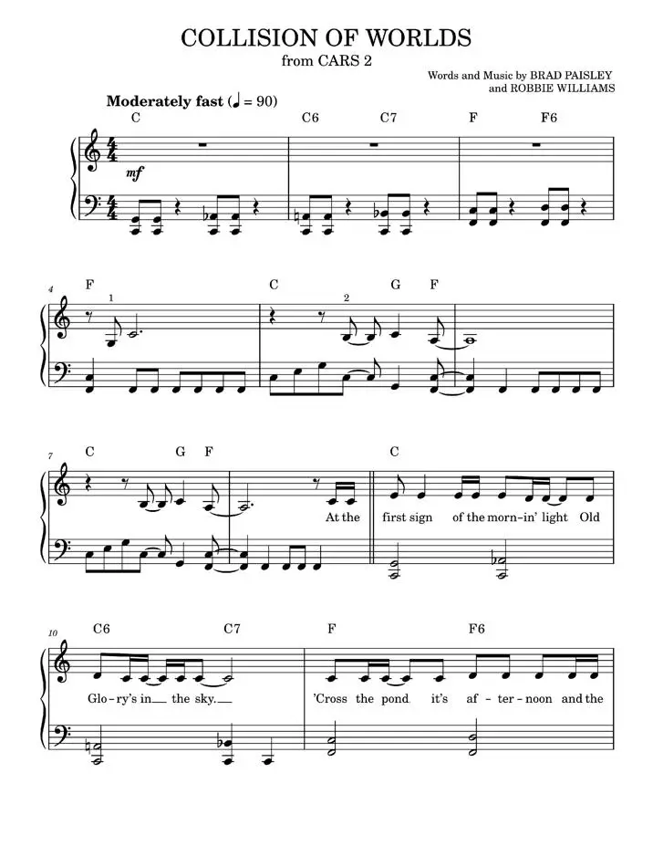 Collision Of Worlds Brad Paisley (Easy Piano) / AvaxHome