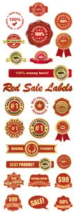Red Sale Labels Vector