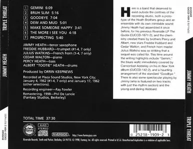 Jimmy Heath - Triple Threat (1962) {Riverside OJCCD-1909-2 rel 1998}