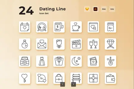 EE - Valentine Dating Line Icon Set YL8VWFJ