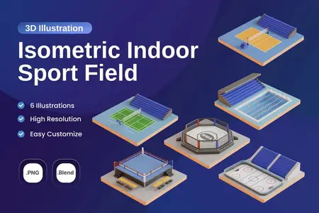 EE - 3D Isometric Indoor Sport Fields A57BV4A